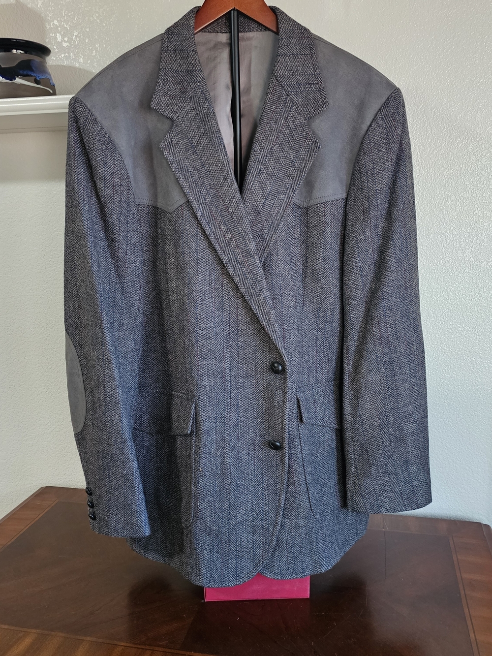 Pendleton Vintage Made In USA Wool Tweed Blazer 46L Suede Patch Western